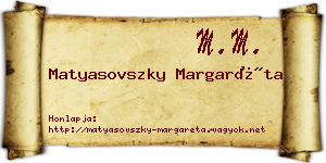 Matyasovszky Margaréta névjegykártya